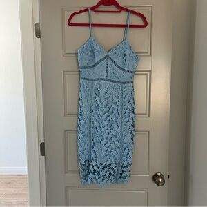 Lulu's Sky Blue Lace Midi Dress